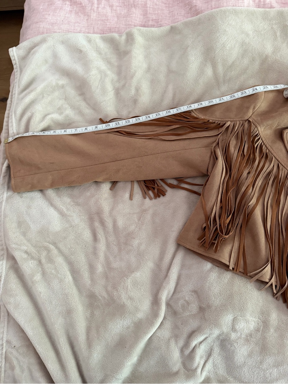 Fringe Faux Suede Cropped Jacket - Beige - Picture 9 of 10
